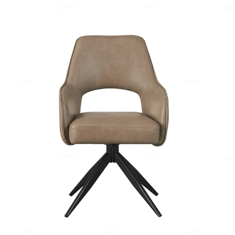 Amani Taupe PU Leather Set of 4 Swivel Dining Chairs with Arms