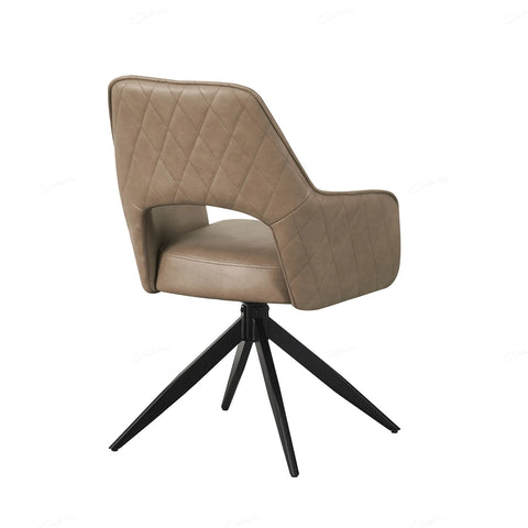 Black Legs Taupe Leather Dining Chairs