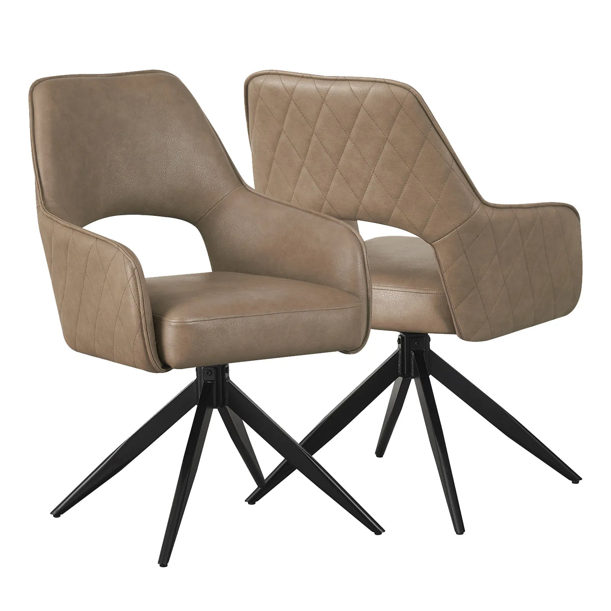 Amani Taupe PU Leather Set of 4 Swivel Dining Chairs