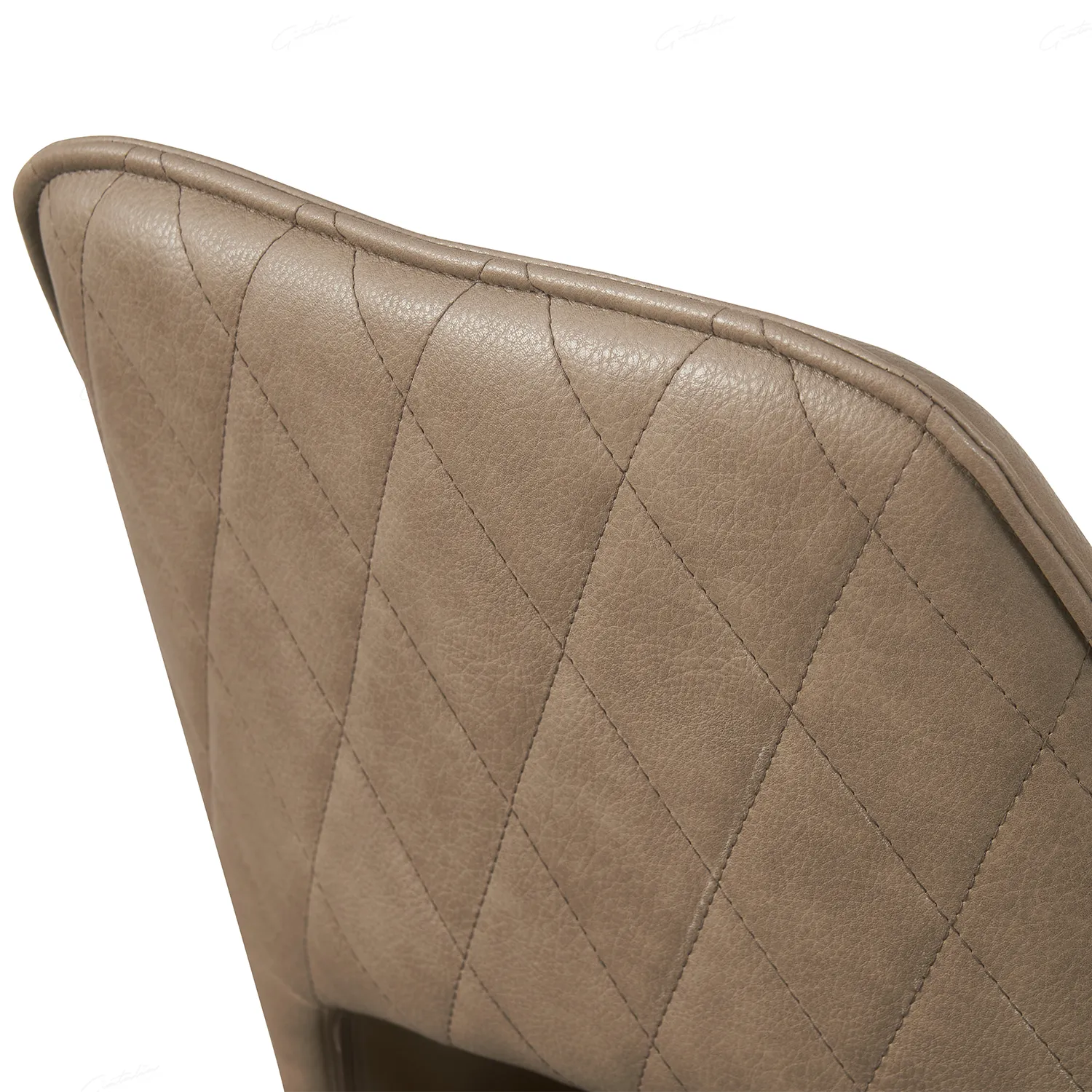 Amani Taupe PU Leather Set of 4 Swivel Dining Chairs - Diamond stitch Design Back