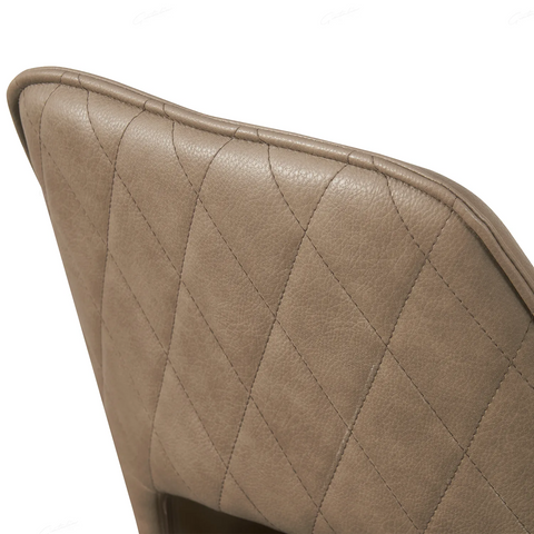 Amani Taupe PU Leather Set of 4 Swivel Dining Chairs - Diamond stitch Design Back