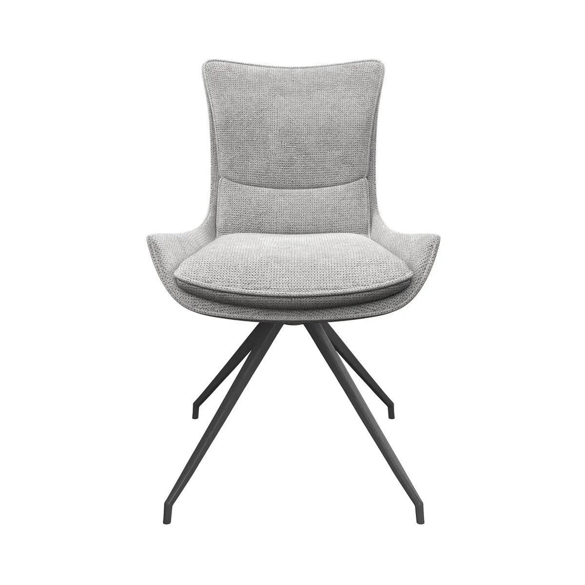 Amber Fabric Grey Swivel Set of 6 Dining Chairs - Front View 