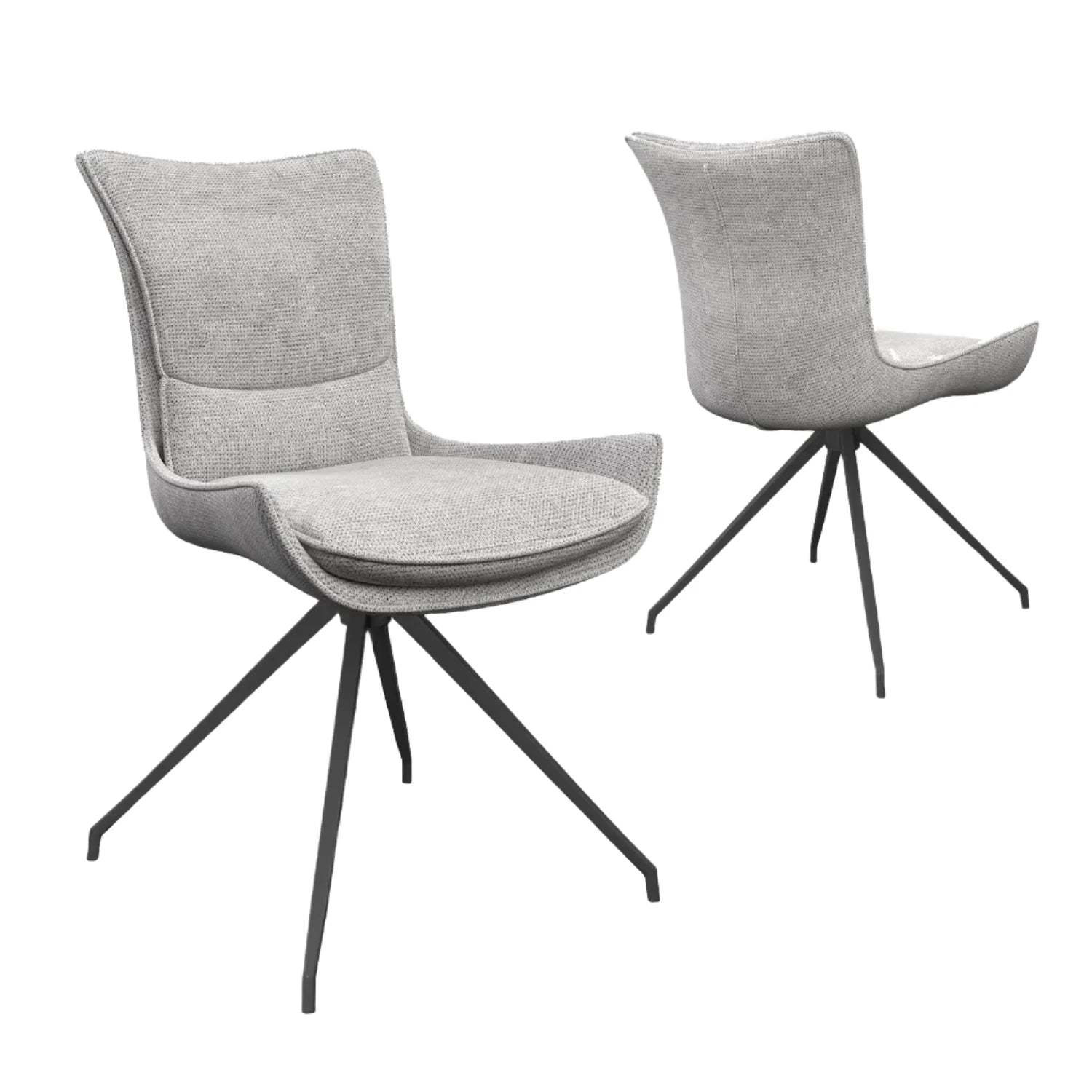 Amber Fabric Grey Swivel Set of 6 Dining Chairs