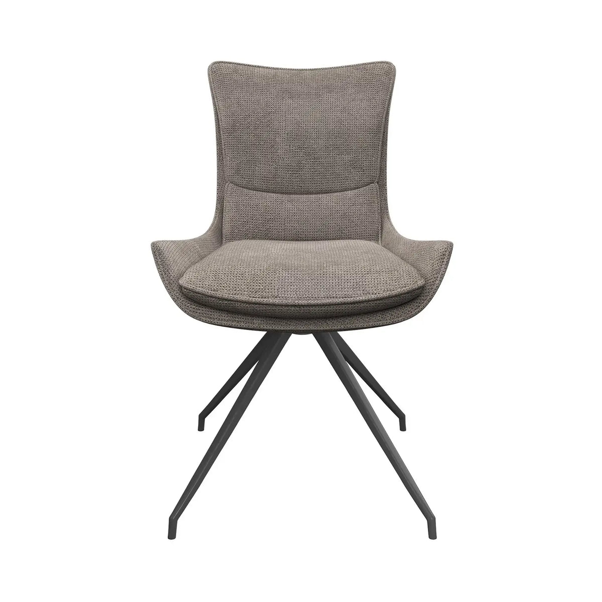 Amber Fabric Mink Swivel Set of 6 Dining Chairs, also available in Grey - Front View 