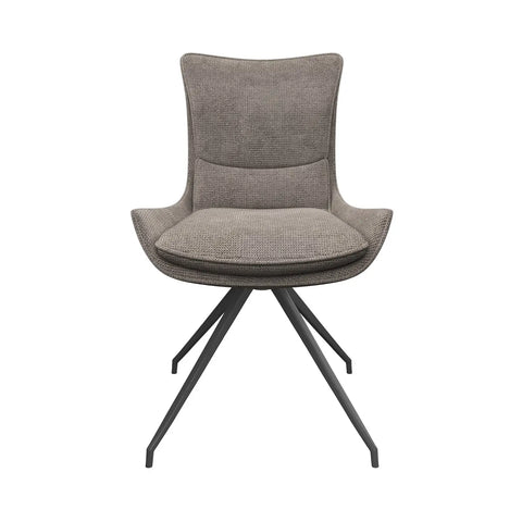 Amber Fabric Mink Swivel Set of 6 Dining Chairs, also available in Grey - Front View 