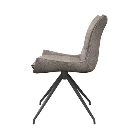 Amber Fabric Mink Swivel Set of 6 Dining Chairs, also available in Grey - Side View 