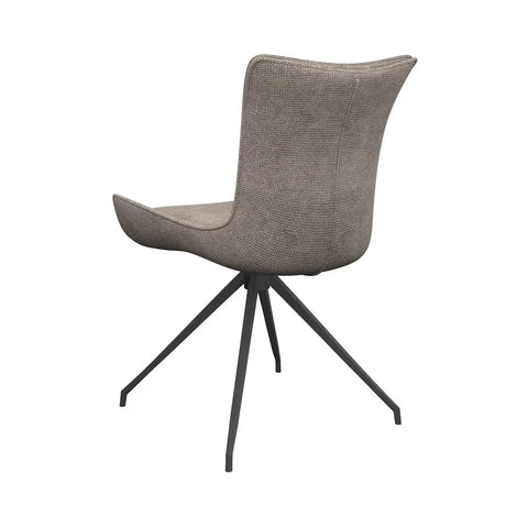 Amber Fabric Mink Swivel Set of 6 Dining Chairs, also available in Grey - Back View 