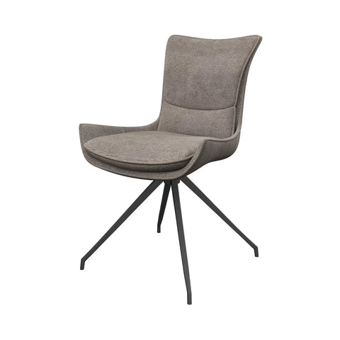 Amber Fabric Mink Swivel Set of 4 Dining Chair, also available in Grey - Angled Chair