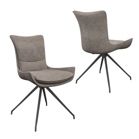 Amber Fabric Mink Swivel Set of 6 Dining Chairs, also available in Grey - Main Image 