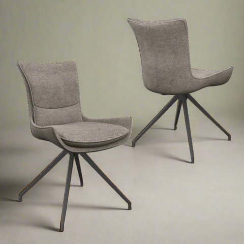 Amber Fabric Mink Swivel Set of 6 Dining Chairs, also available in Grey - lifestyle Image