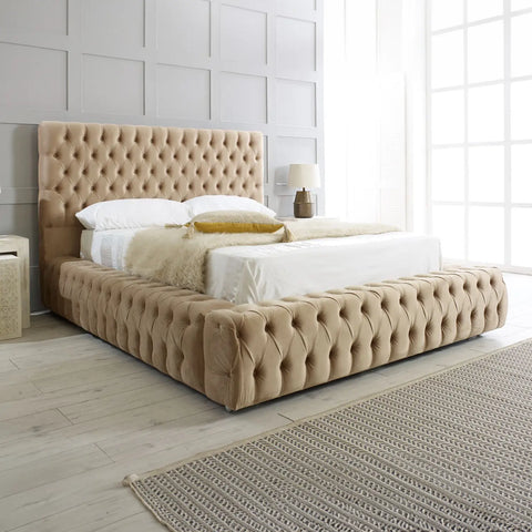 Amber Bed Frame, available in Single, Small Double, Double, Kingsize, Superking. Available in variety of colours and fabrics - Lifestyle Image 