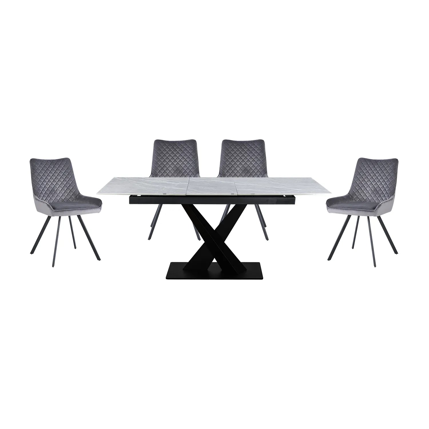 Arctic Small 1.4m Extending Ceramic Dining Table with 4 Valentino Chairs