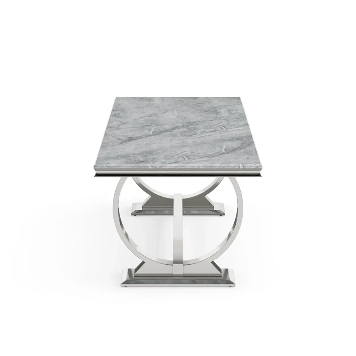 Arianna 2M Marble Top Dining Table with 6 Ring Knocker Chairs