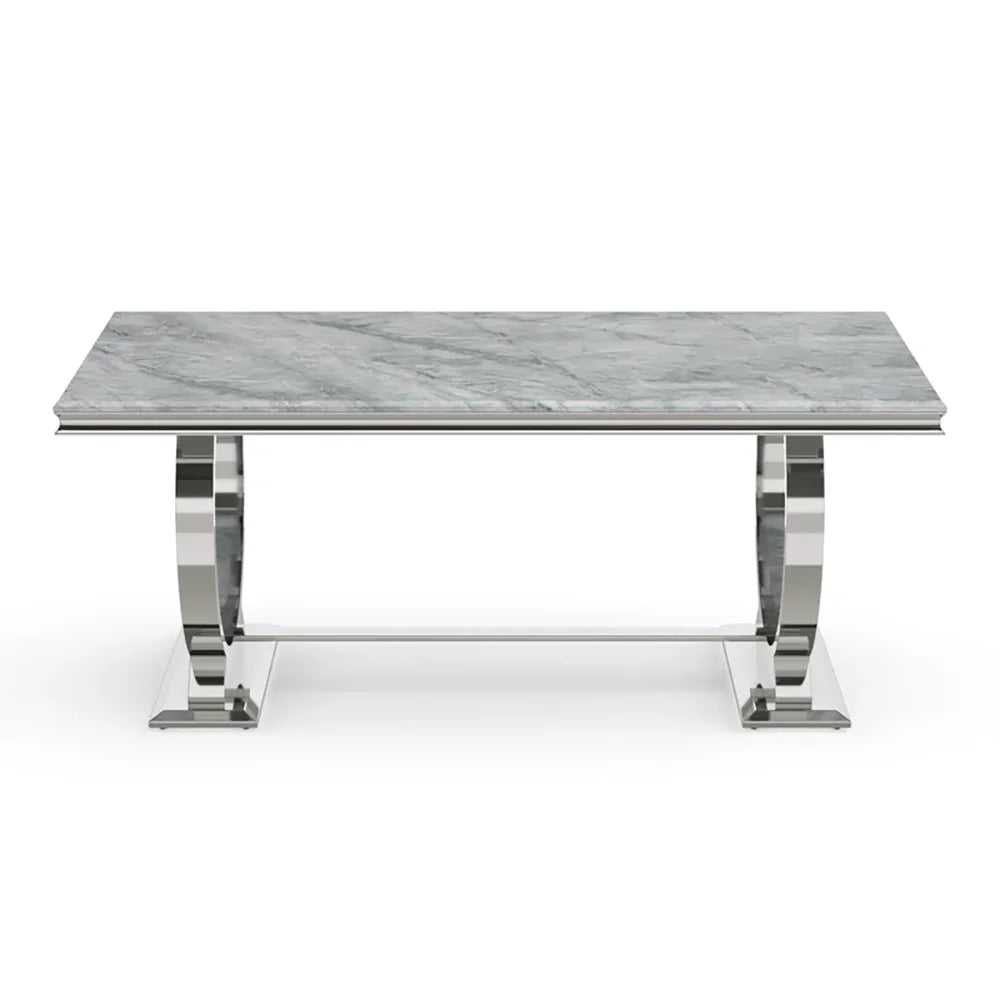 Arianna 1.8M Marble Top Dining Table with Ring Knocker Chairs