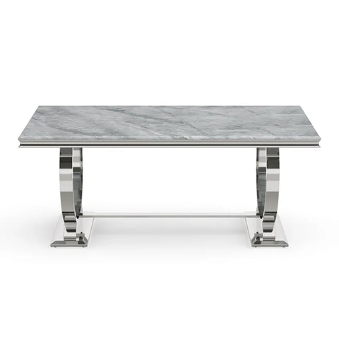 Arianna 2M Marble Top Dining Table with Lion Knocker Chairs and Bench - Dining Table