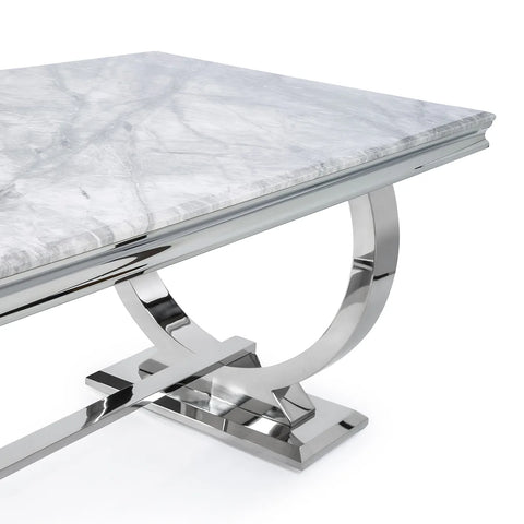 Arianna 2M Marble Top Dining Table - Chrome Detail 