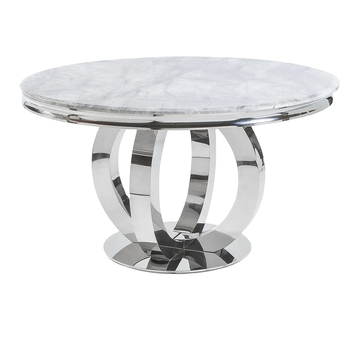 Arianna Round Light Grey Marble Top Dining Table, available in a choice of 5 colours - Main Image