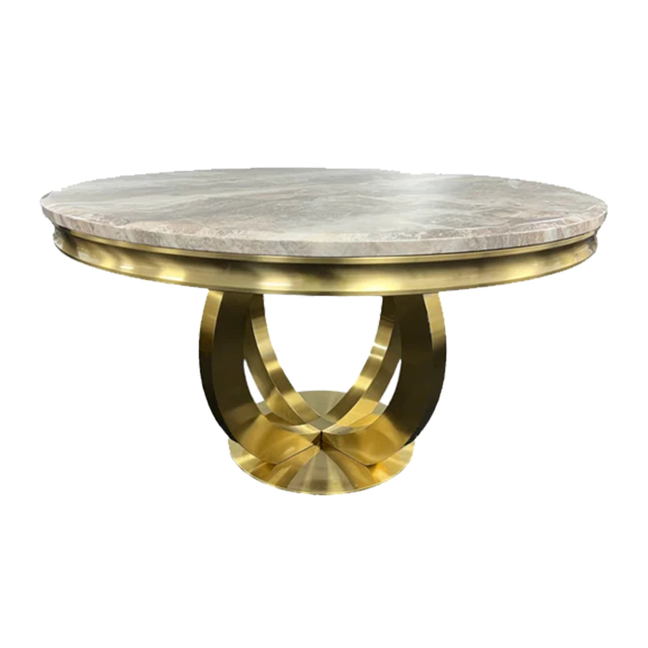 Arianna Round Gold Base Dining Table Set