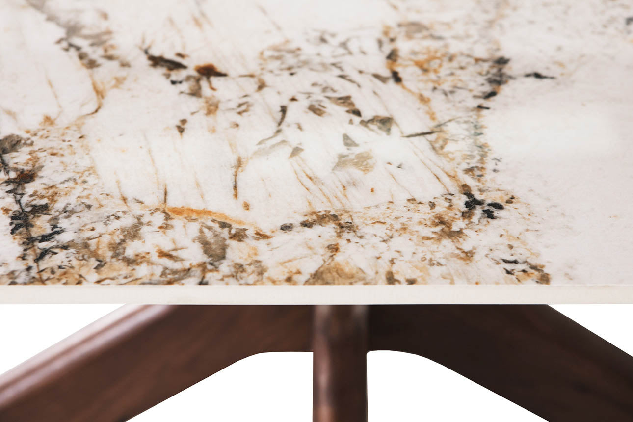 Aura Brown and White Sintered Stone Top 180cm Dining Table