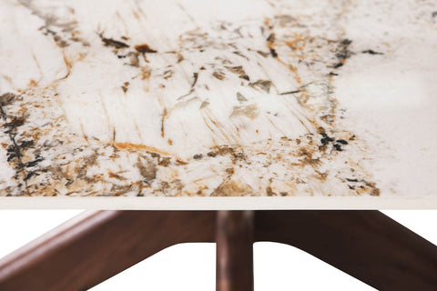 Aura Brown and White Sintered Stone Top Dining Table Set