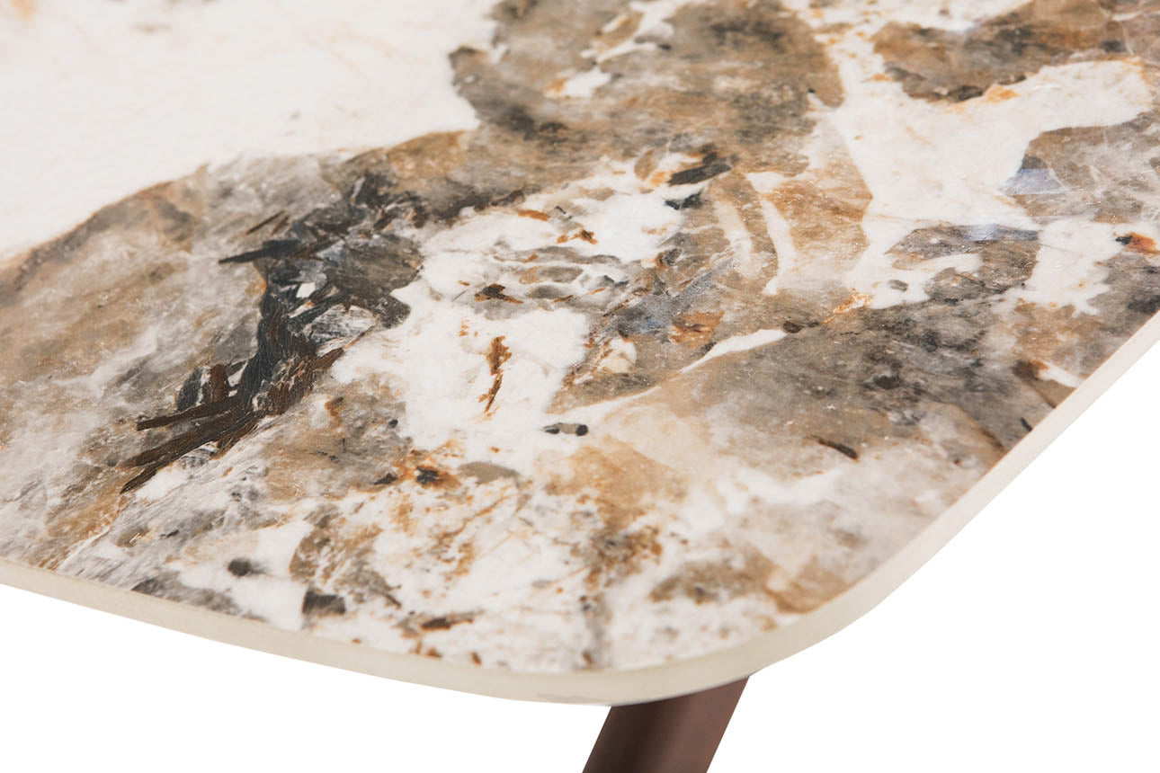 Aura Brown and White Sintered Stone Top 180cm Dining Table