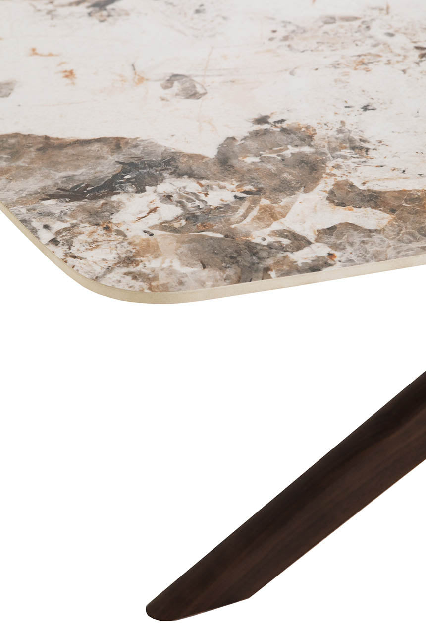 Aura Brown and White Sintered Stone Top 180cm Dining Table