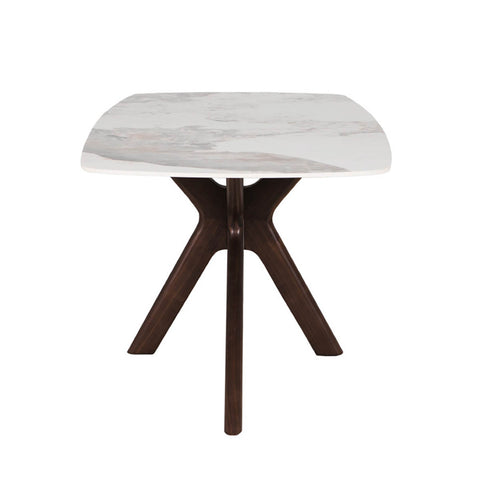 Aura Brown and White Sintered Stone Top Dining Table Set