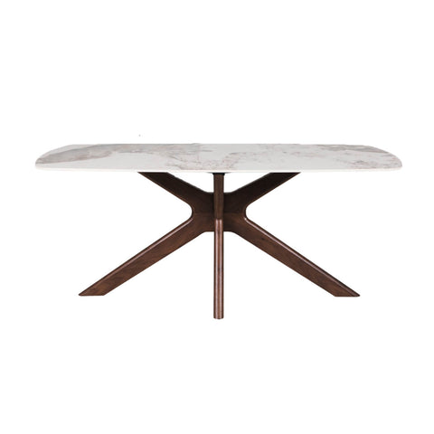 Aura Dining Table - Walnut veneer, solid birch legs, and sintered stone top, a blend of sophistication and durability. Ideal for modern interiors. Shop now at Pendle Village Furniture. - 001