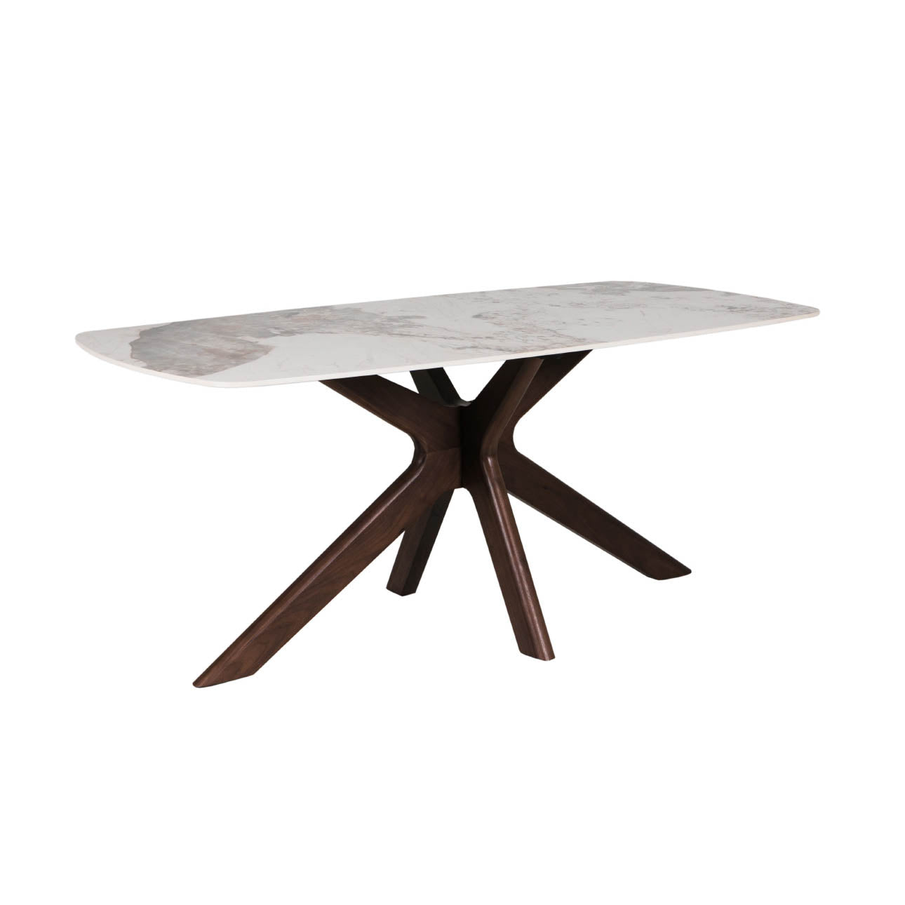 Aura Brown and White Sintered Stone Top Dining Table Set