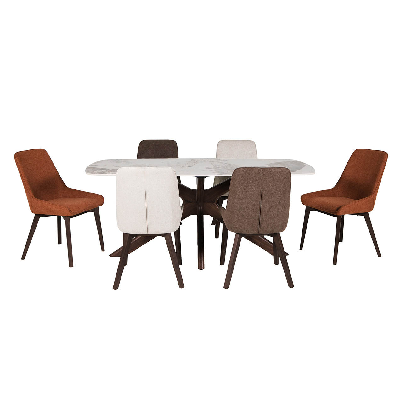 Aura Brown and White Sintered Stone Top 180cm Dining Table