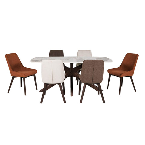 Aura Dining Table - Walnut veneer, solid birch legs, and sintered stone top, a blend of sophistication and durability. Ideal for modern interiors. Shop now at Pendle Village Furniture. - 013