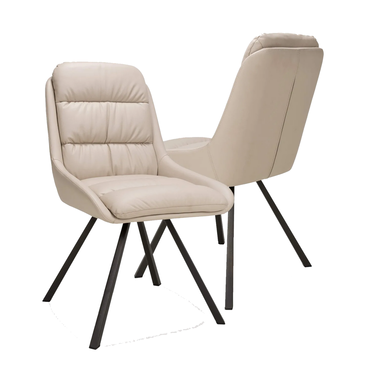 Burnham Cream Bounded Leather Swivel Dining Chairs - Set of 4