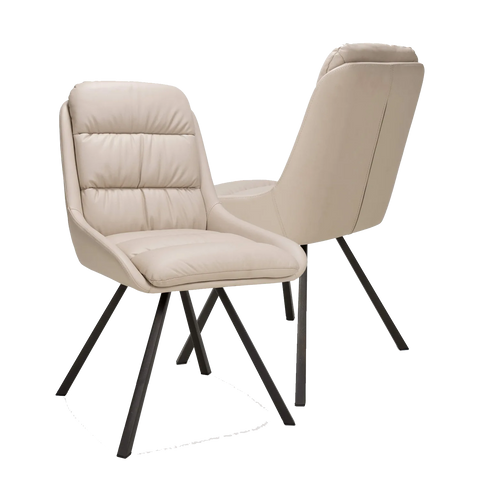 Burnham Cream Bounded Leather Swivel Dining Chairs - Set of 4