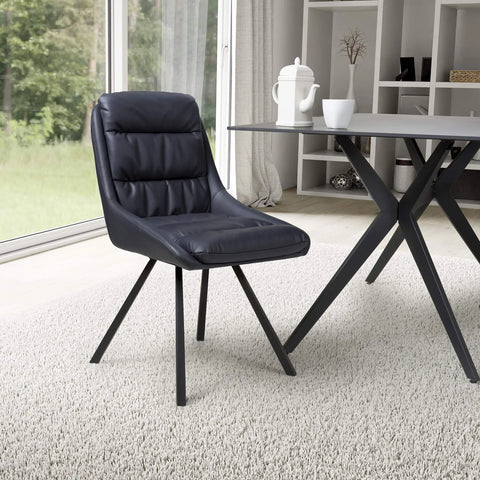 Burnham Midnight Blue Bounded Leather Swivel Dining Chairs - Set of 4