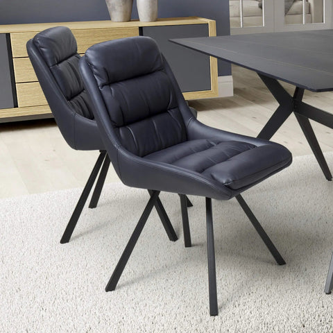 Pinnacle Extendable Black Dining Table with 6 Burnham Swivel Chairs