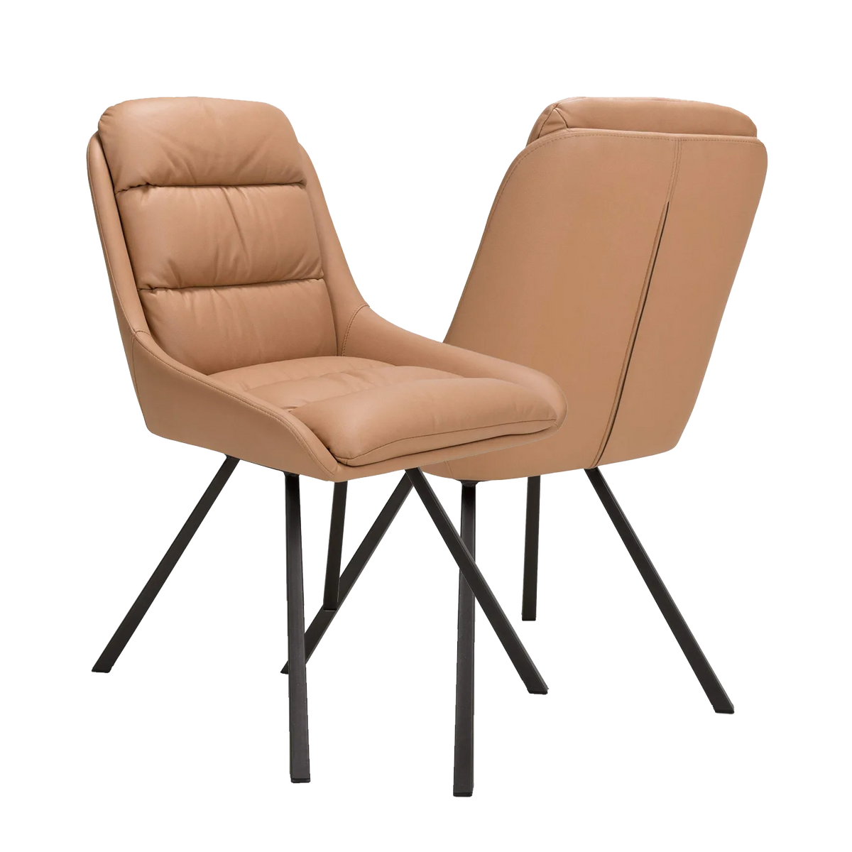 Burnham Tan Bounded Leather Swivel Dining Chairs - Set of 4