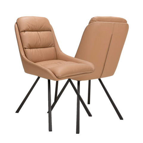 Burnham Tan Bounded Leather Swivel Dining Chairs - Set of 4