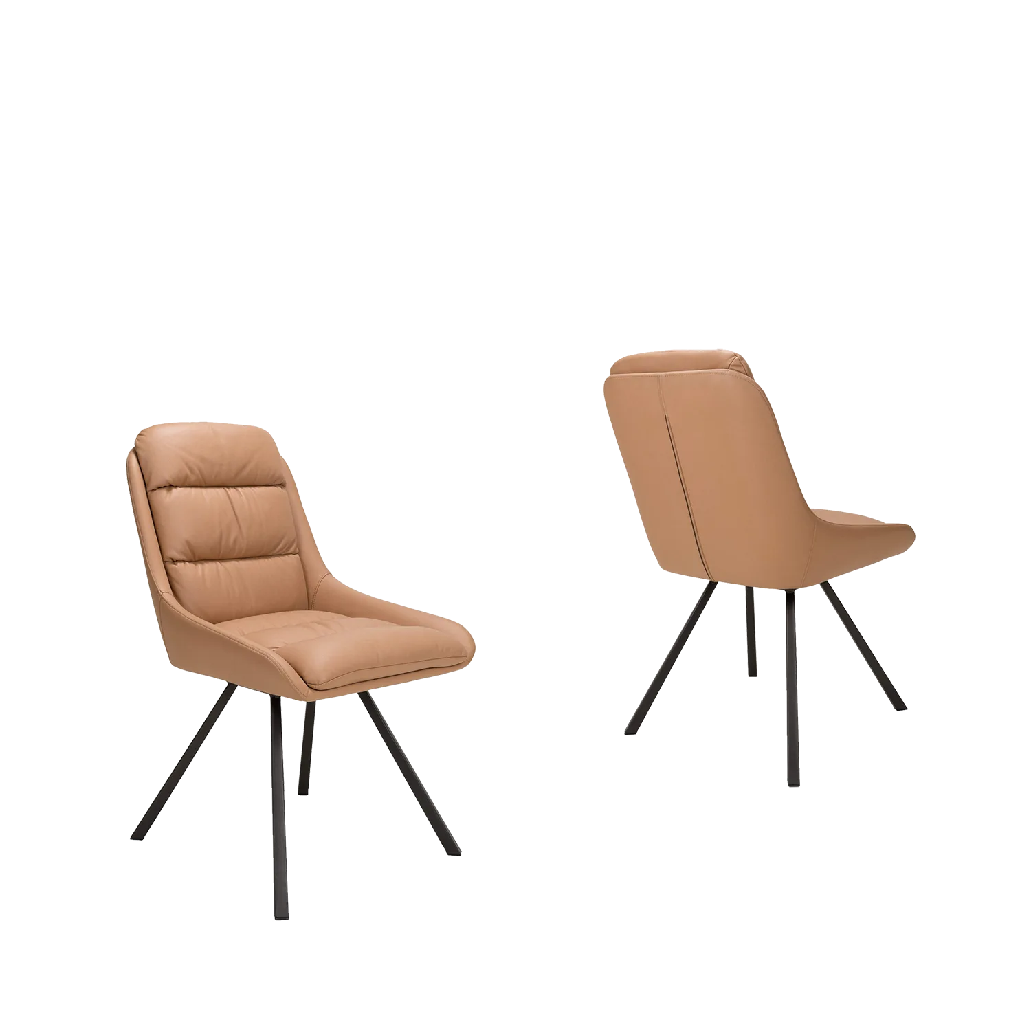 Burnham Tan Bounded Leather Swivel Dining Chairs - Set of 4