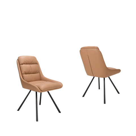 Burnham Tan Bounded Leather Swivel Dining Chairs - Set of 4