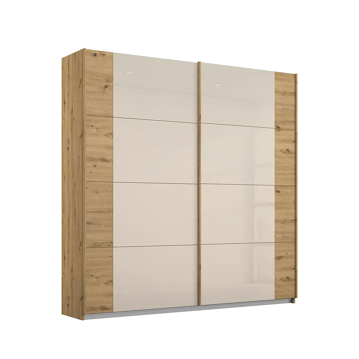 Artemis Oak & Champagne Glass 2 Door Sliding Wardrobe