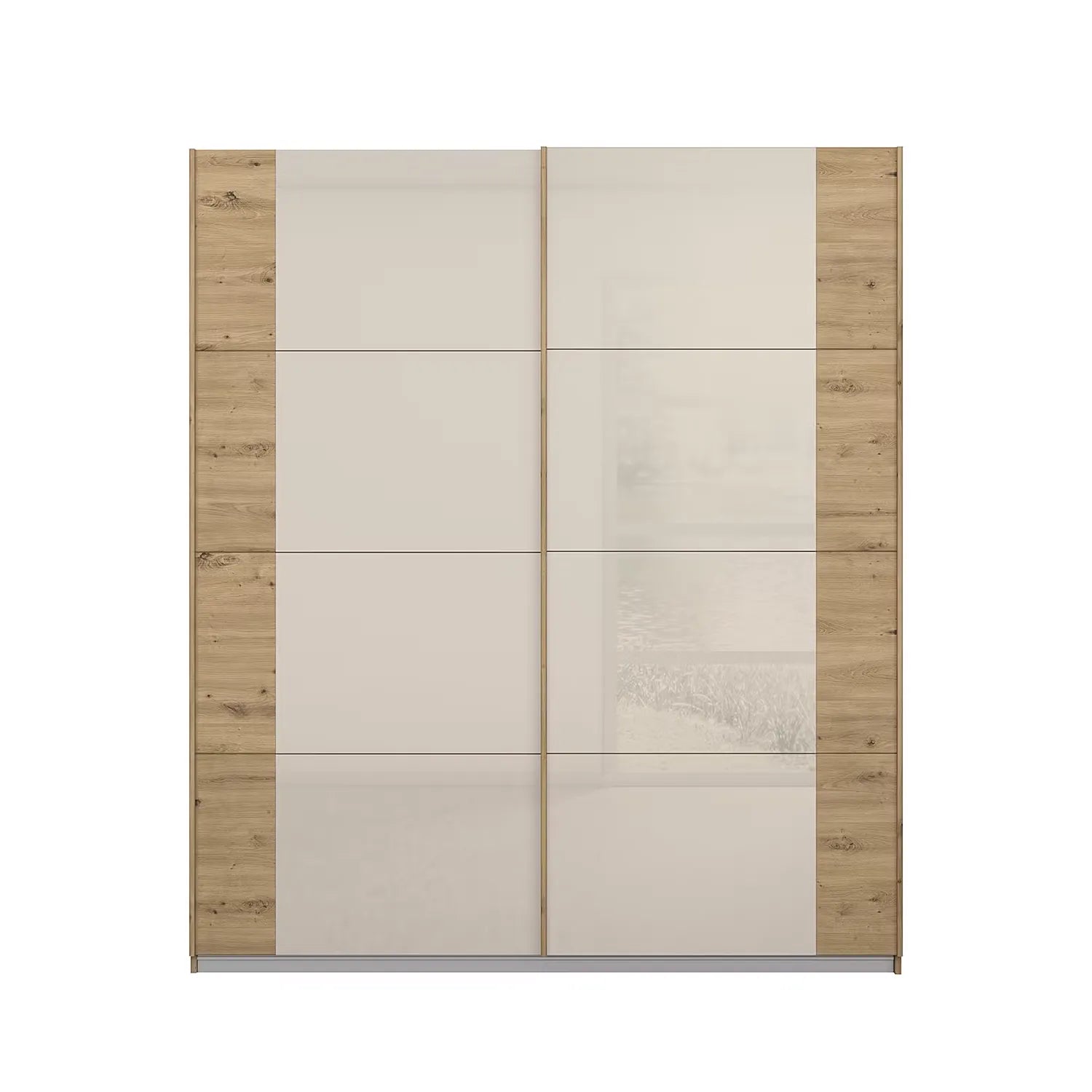 Artemis Oak & Champagne Glass 2 Door Sliding Wardrobe