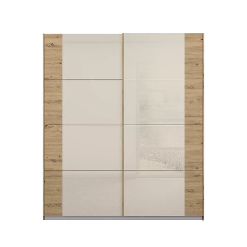 Artemis Oak & Champagne Glass 2 Door Sliding Wardrobe