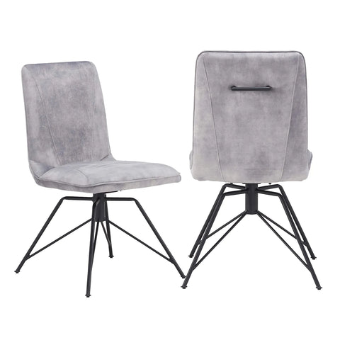 Arachnos Swivel Grey Dining Chairs, Set of 4, also available in Taupe - Front and Back of Dining Chair 