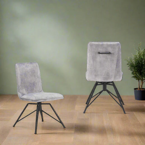 Lola Grey Fabric Swivel Dining Chairs