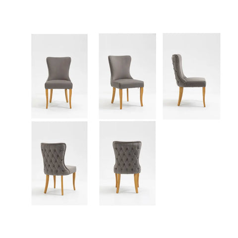 Francesco Steel Grey Velvet Dining Chairs – Set of 4