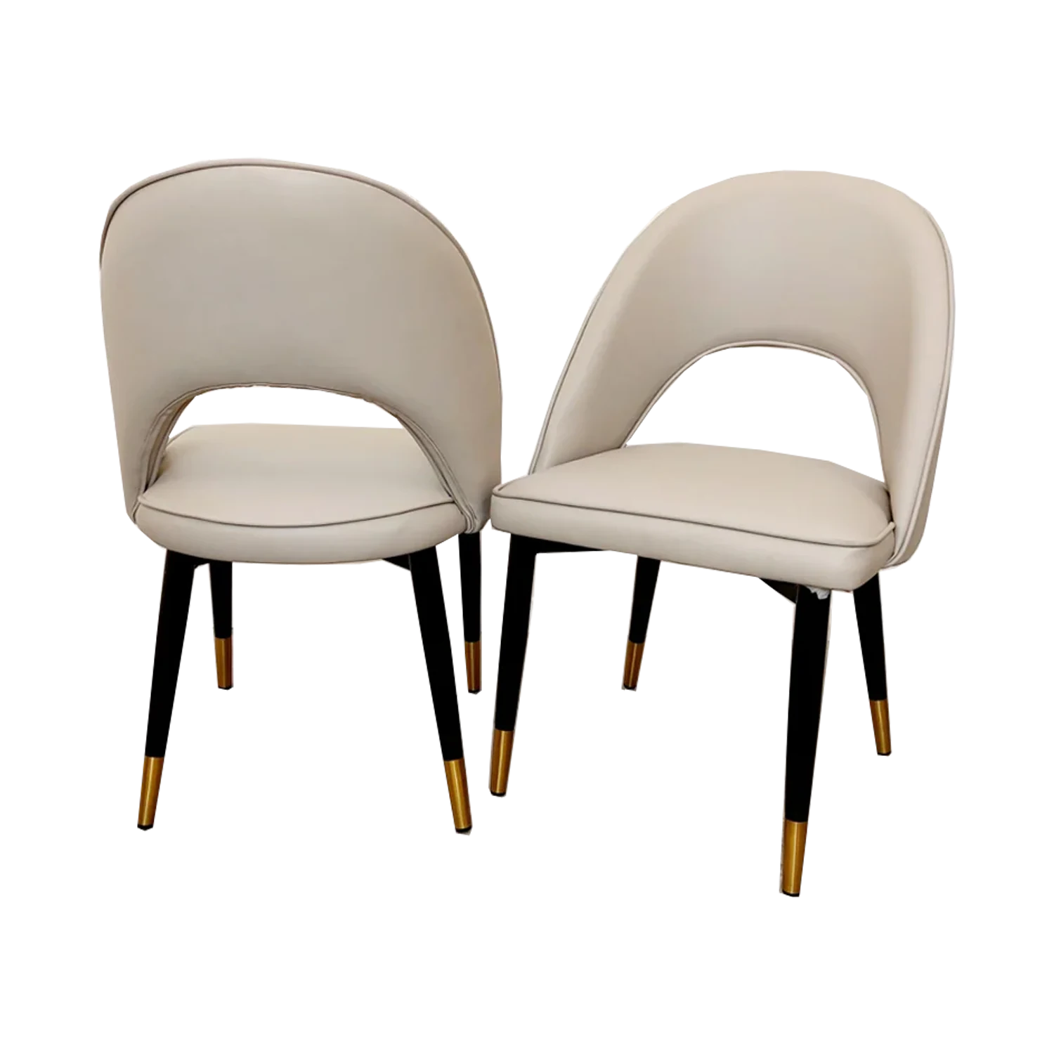 Set of 4 beige leather dining chairs, also available in Beige Velvet, Black Velvet, Rust Velvet and Champagne Velvet-Main-Image-Cream-Leather-Chairs