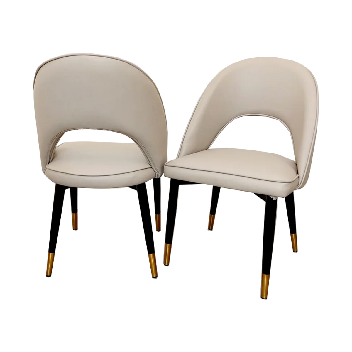 Set of 4 beige leather dining chairs, also available in Beige Velvet, Black Velvet, Rust Velvet and Champagne Velvet-Main-Image-Cream-Leather-Chairs