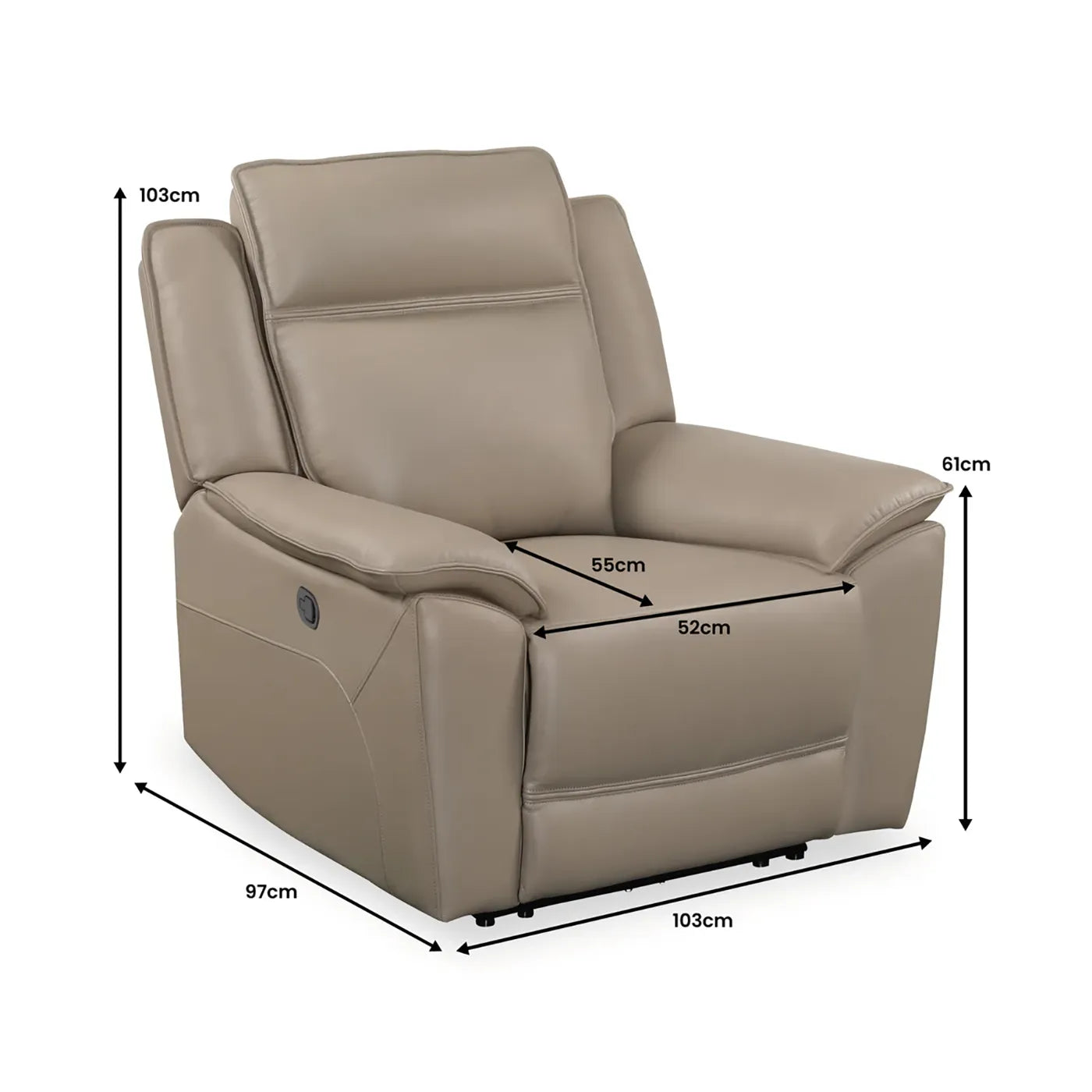 Athens Taupe Leather Recliner Armchair