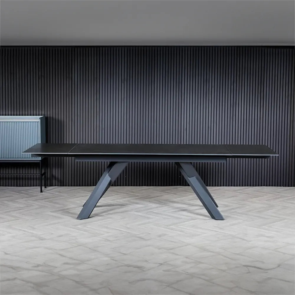 Atlanta Masa Dark Grey Sintered Stone Ceramic Top Extending Dining Table