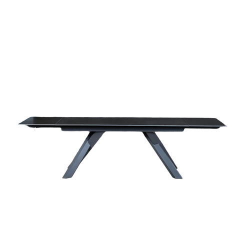 Atlanta Masa Dark Grey Sintered Stone Ceramic Top Extending Dining Table - Extended